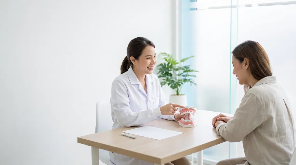 ทันตแพทย์อธิบายแผนการรักษาและค่าใช้จ่ายทั้งหมดให้คนไข้ทราบก่อนเริ่ม